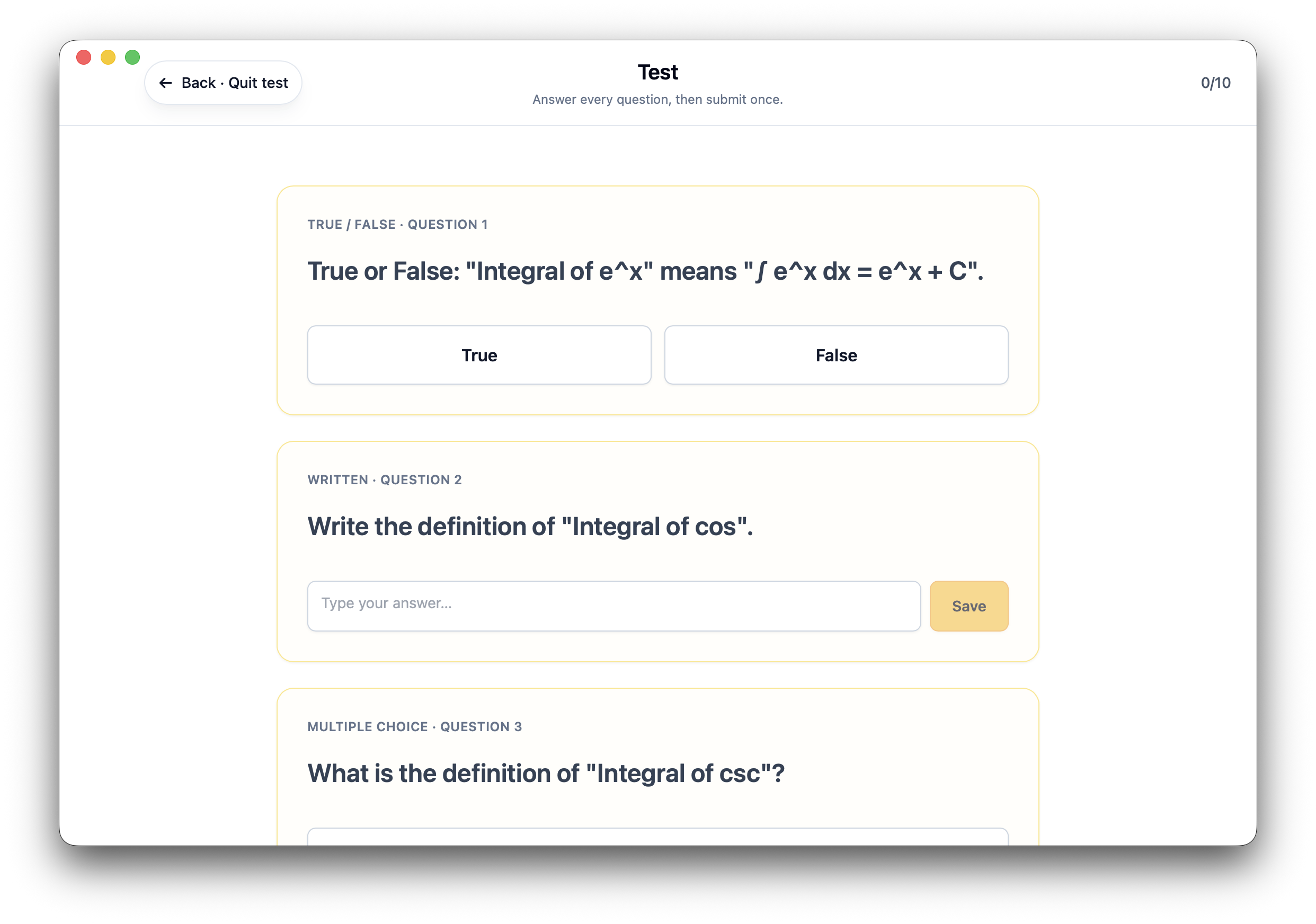 Tracer configurable test setup